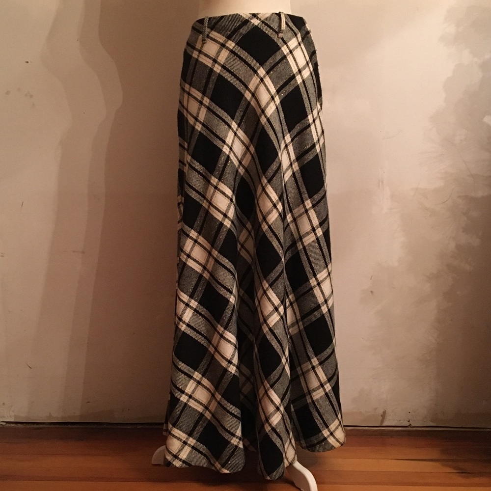 Vintage Plaid Tartan Maxi Skirt